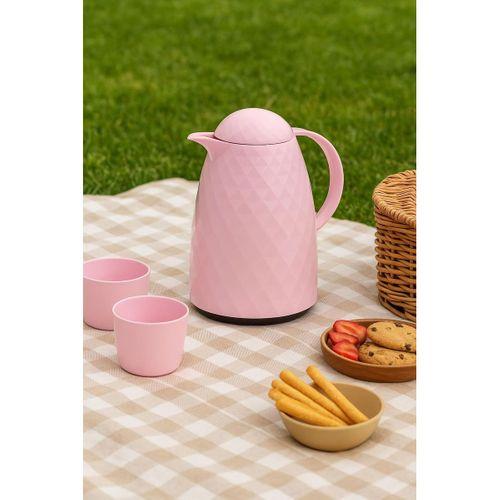 1 Lt Akrilik Soft Pembe Çay Termosu 12 Saat Sıcak 24 Saat Soğuk