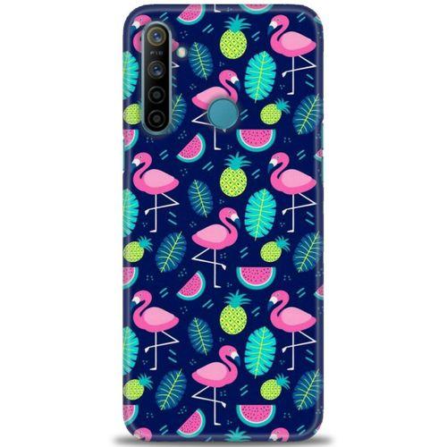 Realme 6i Kılıf HD Baskılı Kılıf - Flamingo Ananas + Tam Ekran Koruyucu