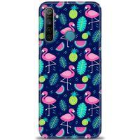 Realme 6i Kılıf HD Baskılı Kılıf - Flamingo Ananas + Tam Ekran Koruyucu
