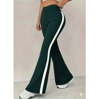 Kadın Yüksek Bel İspanyol Paçalı Yanlardan şerit Detaylı Dalgıç Tayt Pantolon