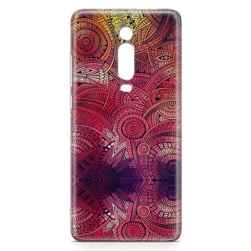Xiaomi Redmi K20 Kılıf Kırmızı Pembe Motifler Arka Kapak Koruma Desenli Full Koruyucu