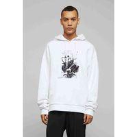 Ghost Rider Motorsikletci Rider Skull Kurukafa Baskılı Beyaz Erkek Kapşonlu Sweatshirt