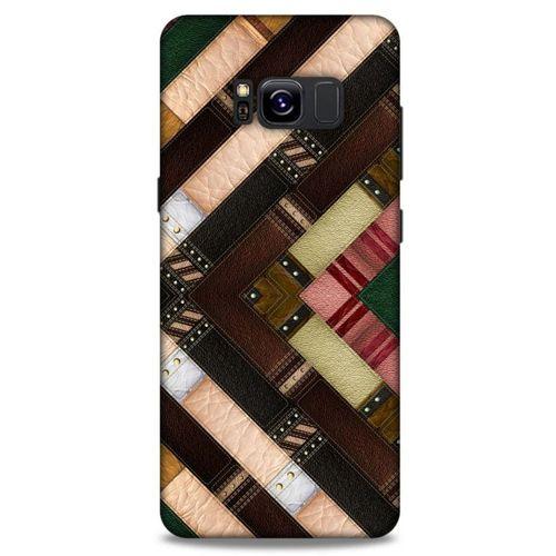 Samsung Galaxy S8 Kılıf Patchwork (7) Telefon Kılıfı Koyu Kahverengi