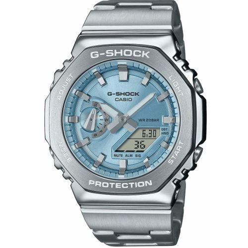 Casio GM-2110D-2ADR Quartz Analog/Dijital Silikon Gri Mavi Kadran 44 mm Erkek Kol Saati