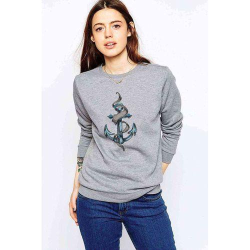 Deniz Çapa Baskılı Gri Kadın Sweatshirt