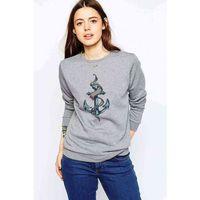 Deniz Çapa Baskılı Gri Kadın Sweatshirt