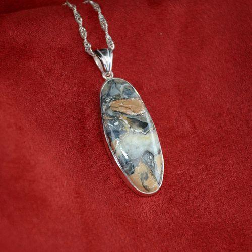 Akik Taşlı Oval Model 925 Ayar Gümüş Kolye