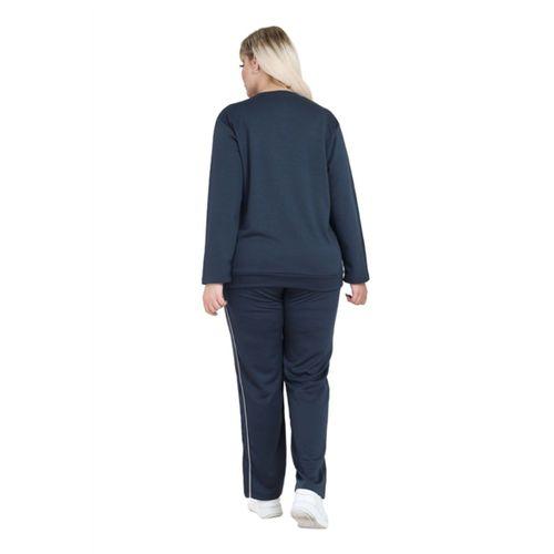 Melsay Butik Indıgo Gri Çizgi Detay Modal Büyük Beden Kadın Eşofman Takımı