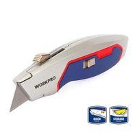 WORKPRO WP213011 Ağır Hizmet Alüminyum Gövde Geri Çekilebilir Rötuş Maket Bıçağı + 3 Adet Yedek Bıçak