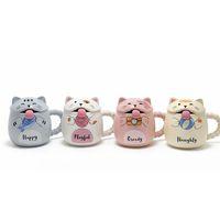 Özel Tasarım 3d Kedi Figürlü Kapaklı Kaşıklı Kupa Bardak Alk5029