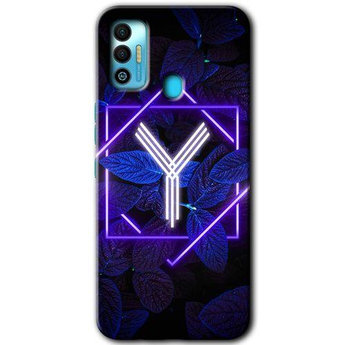 Tecno Spark 7T Kılıf HD Desen Baskılı Arka Kapak - Dark Neon Yaprak Y Harfi