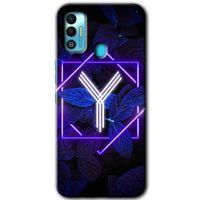 Tecno Spark 7T Kılıf HD Desen Baskılı Arka Kapak - Dark Neon Yaprak Y Harfi