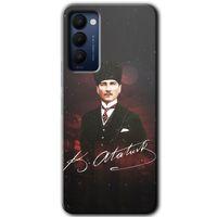 Tecno Camon 18P Kılıf HD Desen Baskılı Arka Kapak+Temperli Cam - Kemal Atatürk