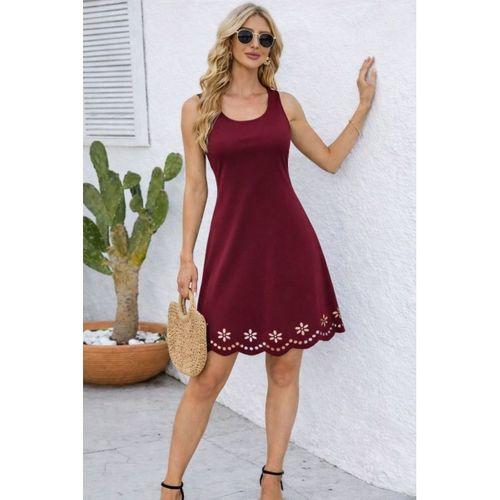 Kadın Askılı Yuvarlak Yakalı çiçek Desenli Ithal Krep Kısa Elbise