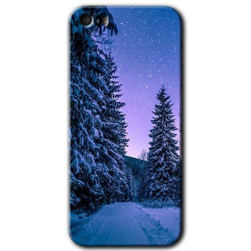 MRCİLETİSİM iPhone 5s Kılıf HD Desen Baskılı Arka Kapak + Temperli Cam - Kış Manzarası
