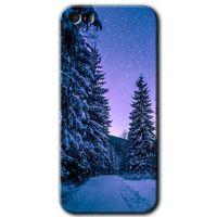 MRCİLETİSİM iPhone 5s Kılıf HD Desen Baskılı Arka Kapak + Temperli Cam - Kış Manzarası