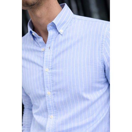 Chad Modal Kumaş Çizgili Yazlık Relaxed Fit Erkek Gömlek - Açık Mavi