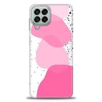 Samsung Galaxy M33 Kılıf HD Baskılı Kılıf - Pembe Beyaz Siyah + Tam Ekran Koruyucu