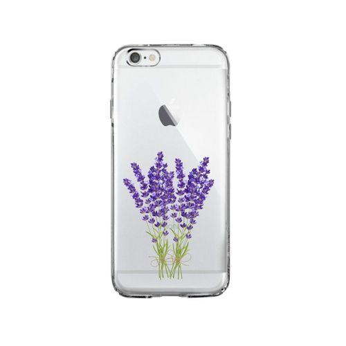 iPhone 6 Mor Çiçek Desenli Premium Şeffaf Silikon Kılıf
