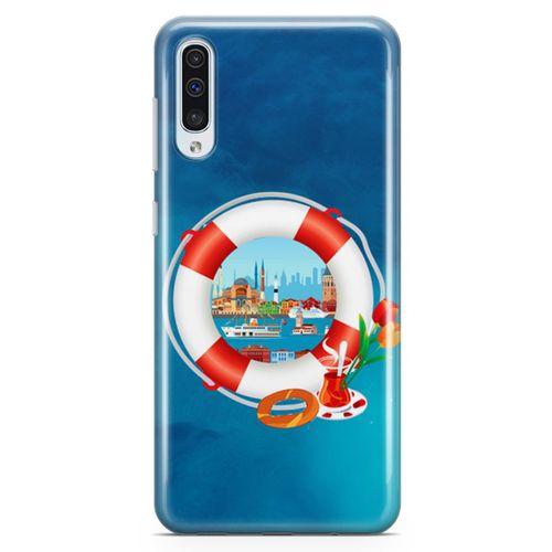 Samsung Galaxy A50 Kılıf Simit Çay İstanbul Arka Kapak Koruma Desenli Full Koruyucu