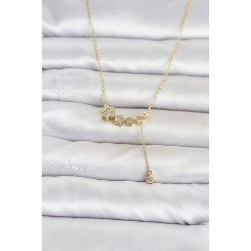 Pirinç Gold Renk Minimal Sallantılı Yıldız Model Kadın Kolye