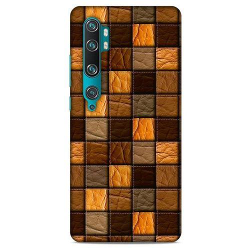 Xiaomi Mi Cc9 Pro Kılıf Patchwork (32) Soft Silikon Kılıf Turuncu Kahve