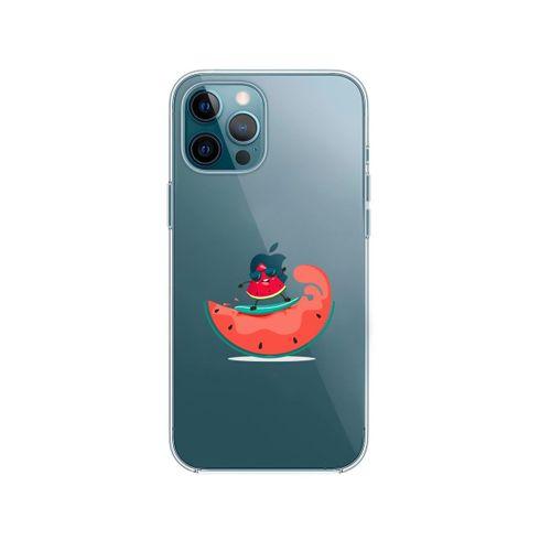 iPhone 12 Pro Sörfçü Karpuz Desenli Premium Şeffaf Silikon Kılıf