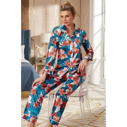 Gül Desenli Pijama Takımı Kadın Nurt5654