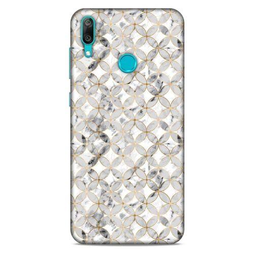 Mermer Desenli (37) Tema Silicone Cover Gümüş Gri Huawei Y7 2019 Kılıf