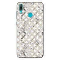 Mermer Desenli (37) Tema Silicone Cover Gümüş Gri Huawei Y7 2019 Kılıf