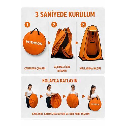 Otomatik Kabin Giyinme Çadırı 120x120x190 Cm Üst H.alandırma Yan Pencereli Duş & Wc Çadırı