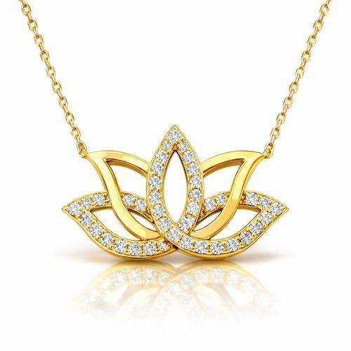 Gümüş Gold Lotus Çiçeği Kadın Kolye