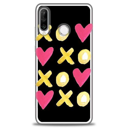 Huawei P30 Lite Kılıf HD Baskılı Kılıf - XOXOXO + Tam Ekran Koruyucu