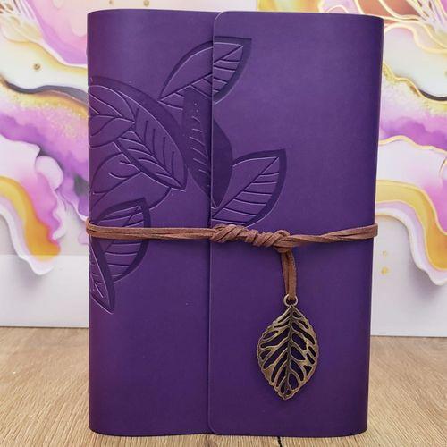 Yaprak Desenli Çizgisiz Deri Defter
