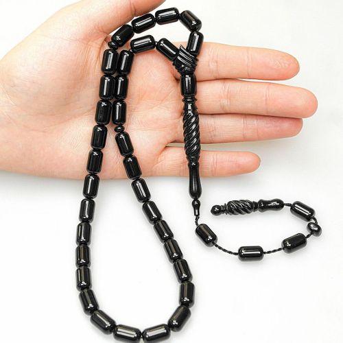 Oltu Taşı Kravatlı Şerit Çizgi İmame Sade Tespih