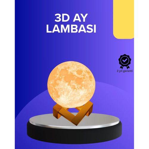 16 Renkli 3d Baskılı Ay Lambası Ahşap Standlı