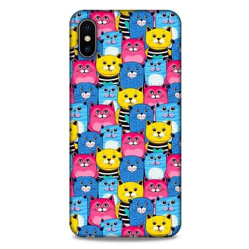 Lopard Apple iPhone XS Max Uyumlu Kılıf Kediler (36) Glitter Kılıf Mavi Pembe