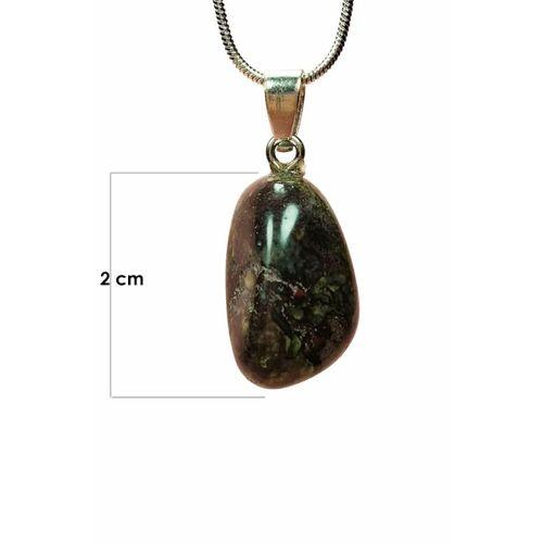 Anyolit Doğal Taşı Zincirli El Yapımı Kolye Uç: 2 cm Zincir: 20 cm Kutulu