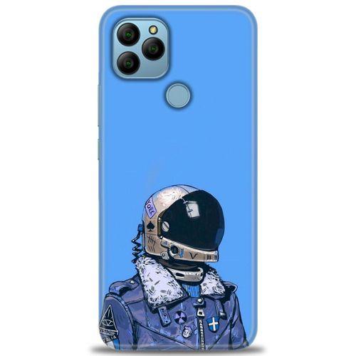 General Mobile GM 22 Kılıf HD Baskılı Kılıf - Mavi Astronot + Tam Ekran Koruyucu