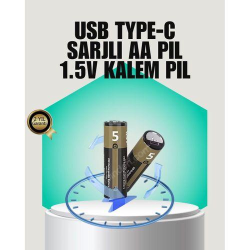 1.5v Aa Şarjlı Lityum Pil | 1000+ Kez Şarj Edilebilir | Hızlı Type-c Şarj (2 Adet)