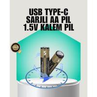 1.5v Aa Şarjlı Lityum Pil | 1000+ Kez Şarj Edilebilir | Hızlı Type-c Şarj (2 Adet)