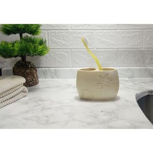 2 Adet Diş Fırçalık İstiridye Poliresin 10X10X9Cm Banyo Seti