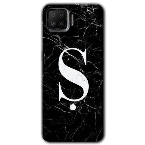 Oppo A73 HD Baskılı Kılıf + 9D Tam Ekran Koruyucu - Siyah Mermer Desenli Ş Harfi