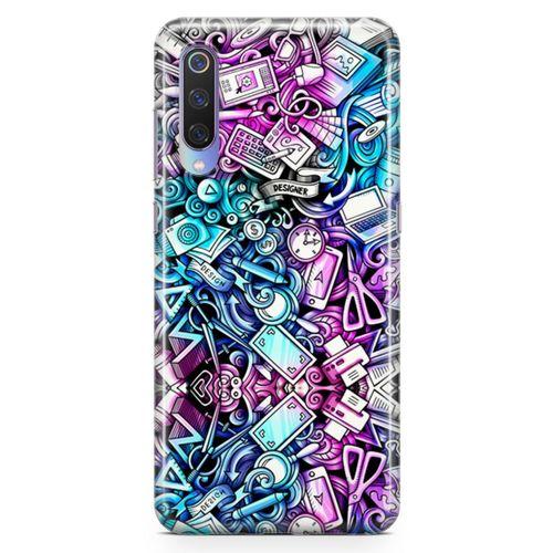 Xiaomi Mi 9 Kılıf Bankacı Doodle Arka Kapak Koruma Desenli Full Koruyucu