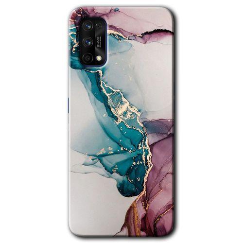 Realme 7 Pro Kılıf Baskılı Kapak - Liquid Mermer + 5D Tam Kaplayan Cam