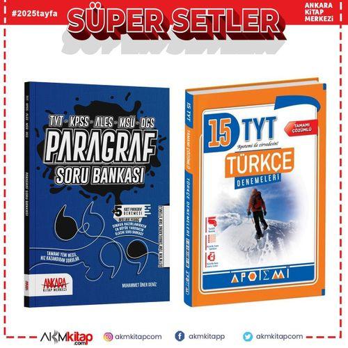 Apotemi TYT Türkçe 15 li Deneme ve AKM Paragraf Soru Bankası Seti 2 Kitap