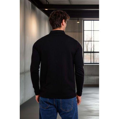 Ridley Regular Fit Doubleface Interlok Polo Yaka Erkek Sweatshirt - Siyah