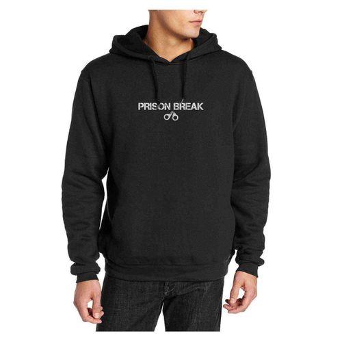 Prison Break Baskılı Siyah Erkek Kapşonlu Sweatshirt