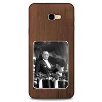 Samsung Galaxy J4 Plus Kılıf Atatürk (35) Fit Design Kılıf Kahverengi Duvar