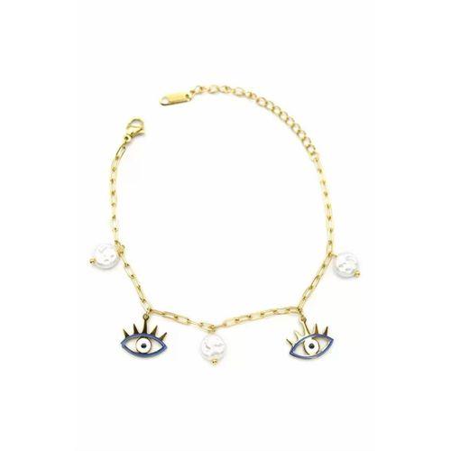 İnci Göz Bileklik - Altın